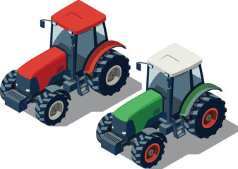 Obraz premium Isometric farm tractor illustration