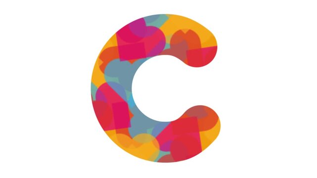 Letter C illustration with colorful overlapping circles design