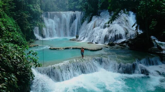 Piala waterfall in the forest in Sulawesi