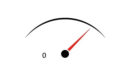 Gauge showing zero, black needle on white background, simple design.