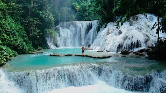 Piala waterfall in the forest in Sulawesi