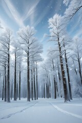 Naklejka premium winter landscape with trees