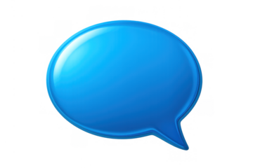Blue speech bubble icon illustrating chat, communication, and message interaction concept on a transparent background