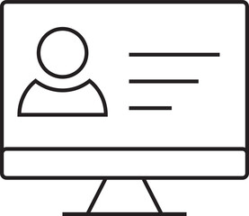 Minimalist line art icon of a user profile or personal account on a desktop computer screen.