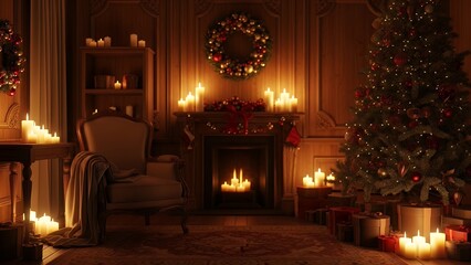 Vintage Studio Christmas Parlor Background