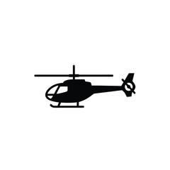 Black helicopter icon on white background aircraft