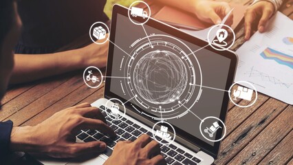 Goods delivery tracking icons show shipping, goods delivery routes, and logistics monitoring. Goods delivery tracking ensures timely goods delivery, secure handling, and accurate tracking. Gist