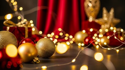 Red and Gold Studio Christmas Interior Background