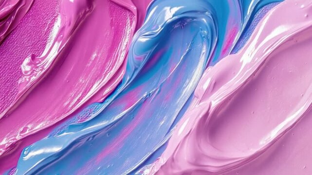 Video A close-up view of blended pink and blue paint on a surface
