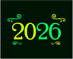 2026 Happy New Year Festive Design Green And Yellow Elegant Abstract Creative Vector Illustration