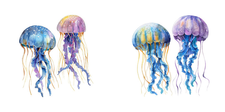 jellyfish watercolor vector illustration