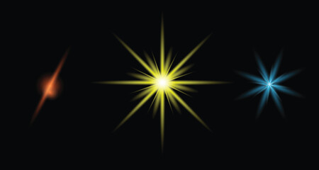 Obraz premium Ray radiance flare glow light star bright effect shiny sparkle illumination