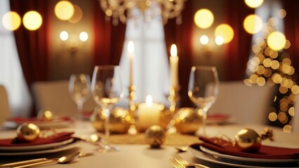 Elegant Gold Christmas Dining Room Abstract Background