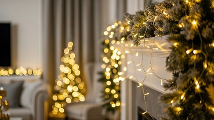 Luxury Living Room Christmas Garland Abstract Background
