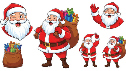 Festive Santa Claus Cartoon Collection for Christmas Holiday Season Celebrations