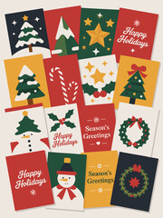 Red Christmas gift box decoration with ribbon, Santa hat, and poker chips for a holiday casino celebration