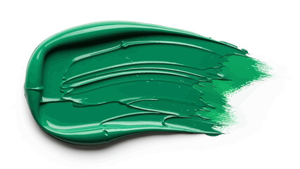 Emerald green paint stroke on white background creating an artistic element