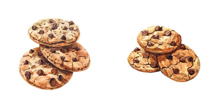 sweet chocolate cookies watercolor vector illustration