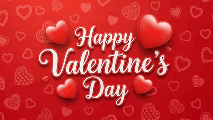 Romantic Happy Valentine's Day background with hearts and stylish lettering