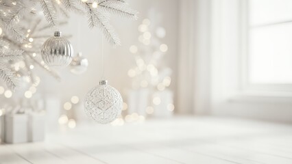 Minimal White Christmas Interior Abstract Background