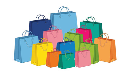 Colorful shopping bags illustration, a vibrant collection for retail and commercial use
