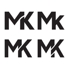 Sleek modern MK monogram logo design vector in black and white for branding and initials identity projects.