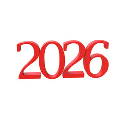 Red 2026 numbers isolated on transparent background,Happy New 2026 Year,Festive poster or banner design