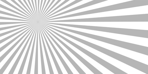 Gray and white radial burst background with symmetrical sunray lines creating a dynamic retro-style abstract pattern. for posters, comic effects, pop art themes, vintage designs, and bold graphic.