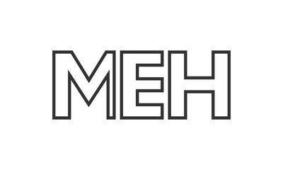 MEH logo design template with strong and modern bold text. Initial based vector logotype featuring simple and minimal typography. Trendy company identity.