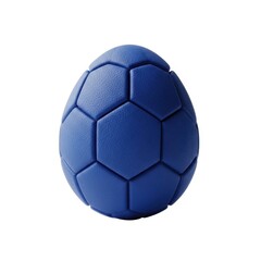 Fototapeta premium A textured dark blue egg shaped object with hexagonal paneling isolated on white background