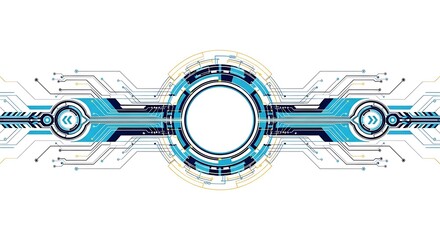 Futuristic technology lines with circles and arrows creating a tech design over a white background