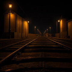 Abandoned Railway Station at Night