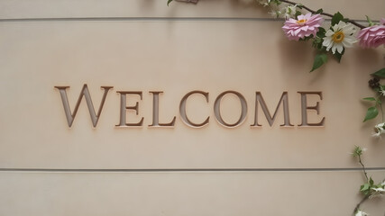 Minimalist bold welcome wording poster, versatile modern wall art design for stylish home entryway, printable greeting d&eacute;cor.