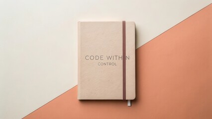 Neutral notebook with text code within control on desk