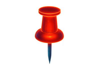 Red pushpin creating a marker, thumbtack pointing location, office supply pin symbolizing important note