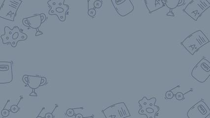 Doodle Education Background with Trophies and Certificates for Learning.