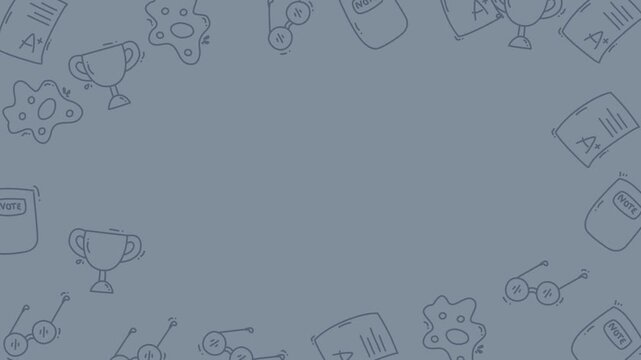 Doodle Education Background with Trophies and Certificates for Learning.