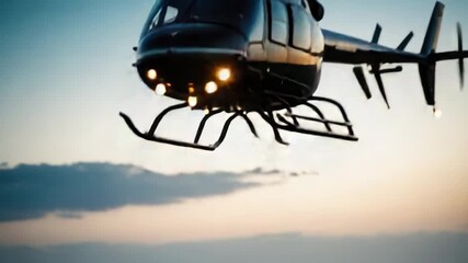 Video A black helicopter soaring through the air