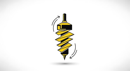 Stylized illustration of a spinning top with a yellow and black design.