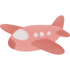 Cute Pink Airplane Cartoon Character Illustrationl