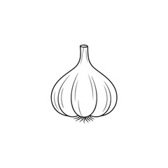 Garlic Bulb Outline Line Art Minimal Vegetable Vector