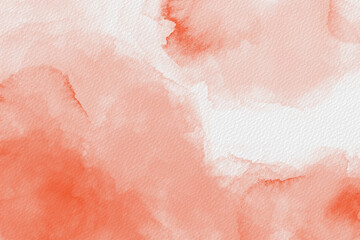 Fototapeta premium Soft coral watercolor texture on paper, gentle abstract background for design and branding