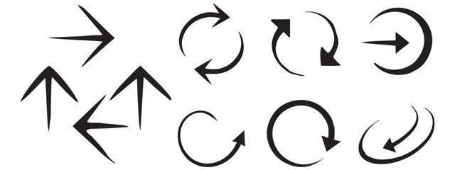 Arrow Vector Set – Circular Arrows, Rotation Icons, Direction Symbols, Reload Graphic Design