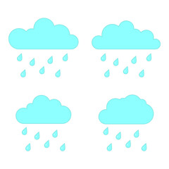 Rainy cartoon clouds on transparent background. Vector weather icons for educational materials, weather themed infographics, childrens content, or app design