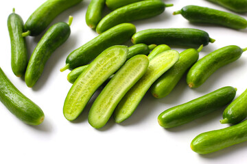 Fresh green organic mini baby bucumbers