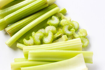 Fresh cut celery, raw celery stem