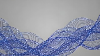 Elegant digital art with sparkling blue wavy lines on a gradient background