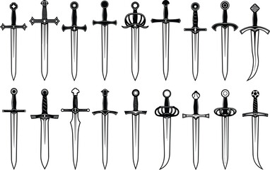 Collection of wild gorilla animal silhouettes vector illustrations in various poses isolated on white background, primate wildlife safari graphic design element symbol