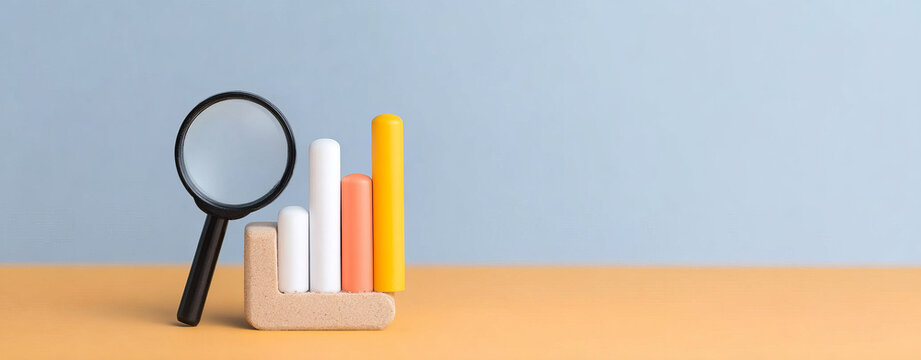 Data analysis tools enhance student assessment with colorful bar graphs and magnifying glass