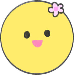 Hand Drawn Yellow Smiling Face Emoji with Soft Pink Mouth on Transparent Background